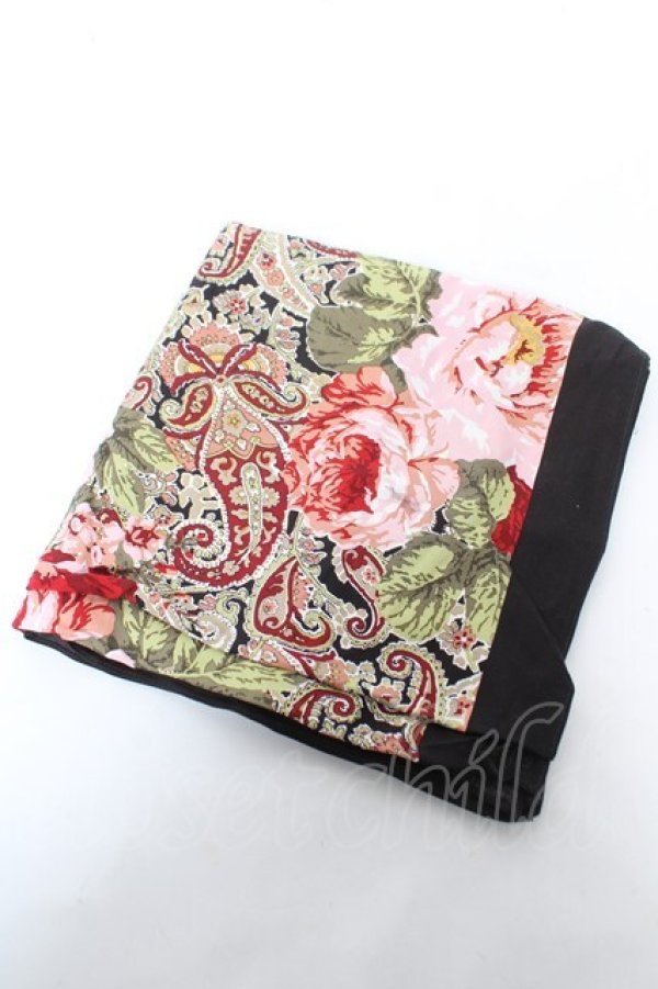 画像1: INGEBORG / ペイズリー柄ローズ大判ストール  黒 Y-26-02-09-018-LO-ZA-SZ-ZY (1)