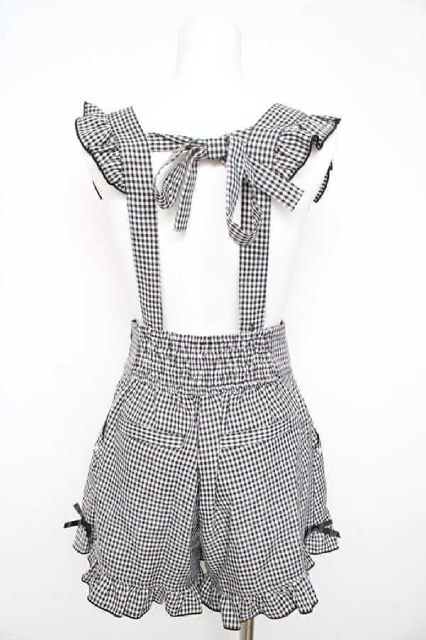 画像2: LIZ LISA / サスペンダー付きショートパンツ  白×黒 Y-26-02-09-152-LO-PA-SZ-ZY (2)