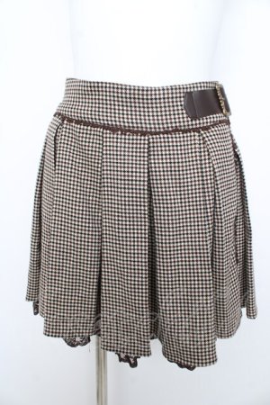 画像: axes femme POETIQUE / バックル使いチェック柄キュロットスカート  茶 Y-26-02-09-153-AX-PA-SZ-ZY