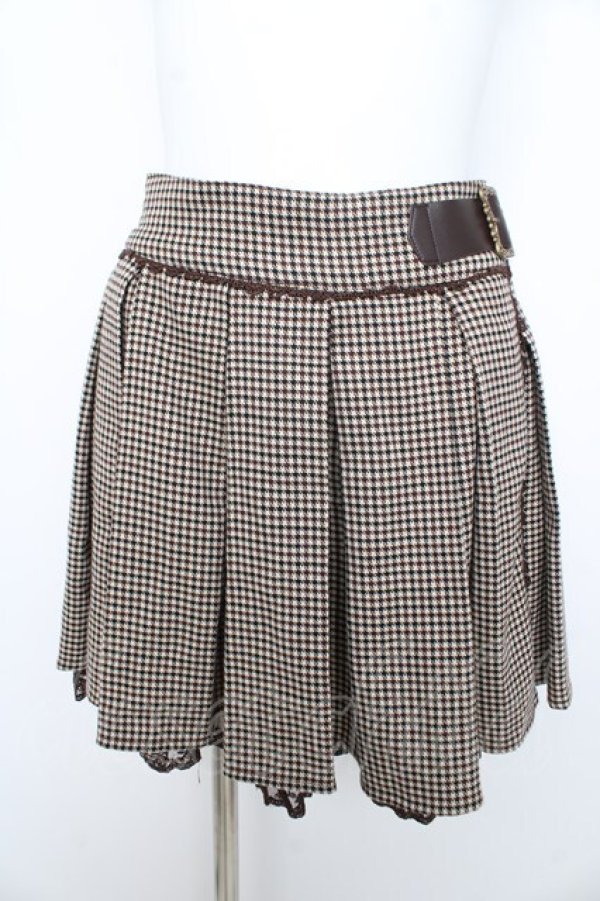 画像1: axes femme POETIQUE / バックル使いチェック柄キュロットスカート  茶 Y-26-02-09-153-AX-PA-SZ-ZY (1)