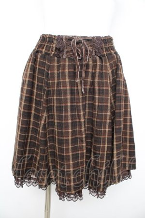 画像: axes femme / チェックスカート  茶 Y-26-02-09-154-AX-SK-SZ-ZY