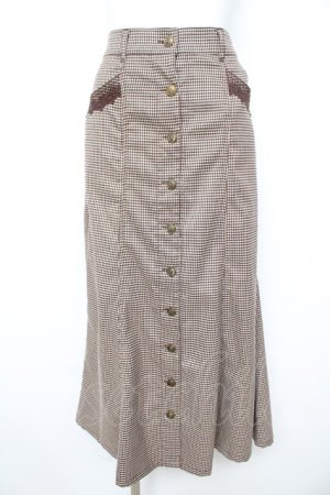 画像: axes femme / センターボタンマーメイドスカート  ブラウン Y-26-02-09-156-AX-PA-SZ-ZY