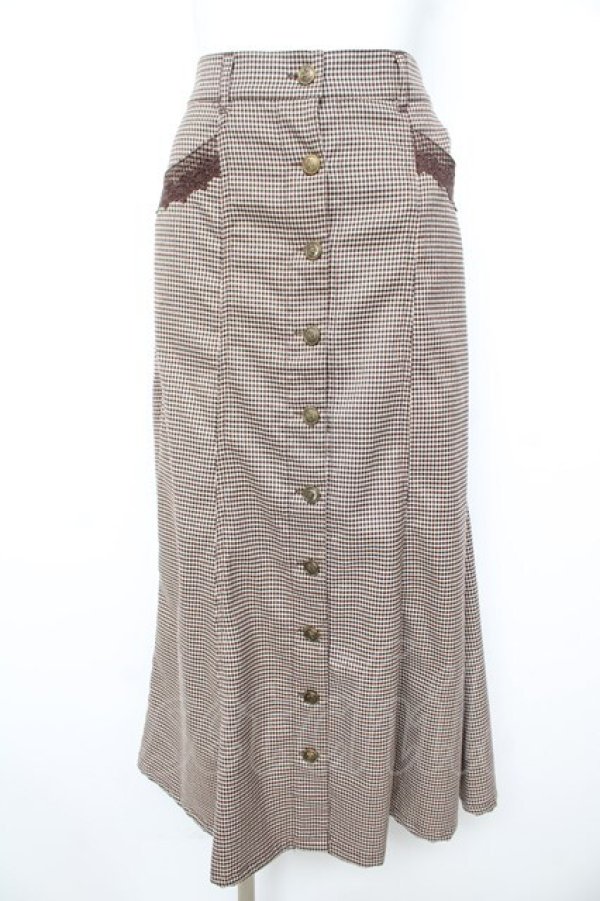 画像1: axes femme / センターボタンマーメイドスカート  ブラウン Y-26-02-09-156-AX-PA-SZ-ZY (1)