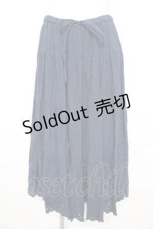 画像: axes femme / インド綿テイアードスカート  紺 Y-26-02-09-157-AX-SK-SZ-ZY