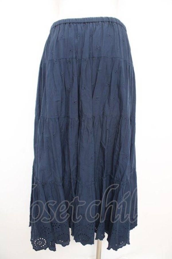 画像2: axes femme / インド綿テイアードスカート  紺 Y-26-02-09-157-AX-SK-SZ-ZY (2)