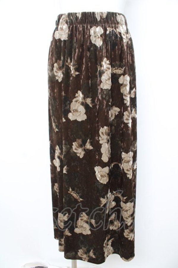 画像1: axes femme / ベロア花柄スカート M 茶 Y-26-02-09-159-AX-SK-SZ-ZY (1)