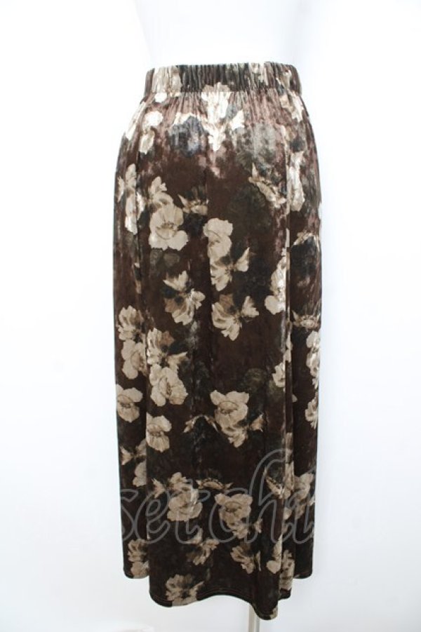 画像2: axes femme / ベロア花柄スカート M 茶 Y-26-02-09-159-AX-SK-SZ-ZY (2)