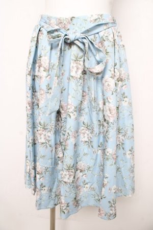 画像: axes femme / ローズ柄フレアミディスカート F サックス Y-26-02-09-161-AX-SK-SZ-ZY