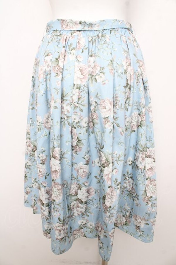 画像2: axes femme / ローズ柄フレアミディスカート F サックス Y-26-02-09-161-AX-SK-SZ-ZY (2)