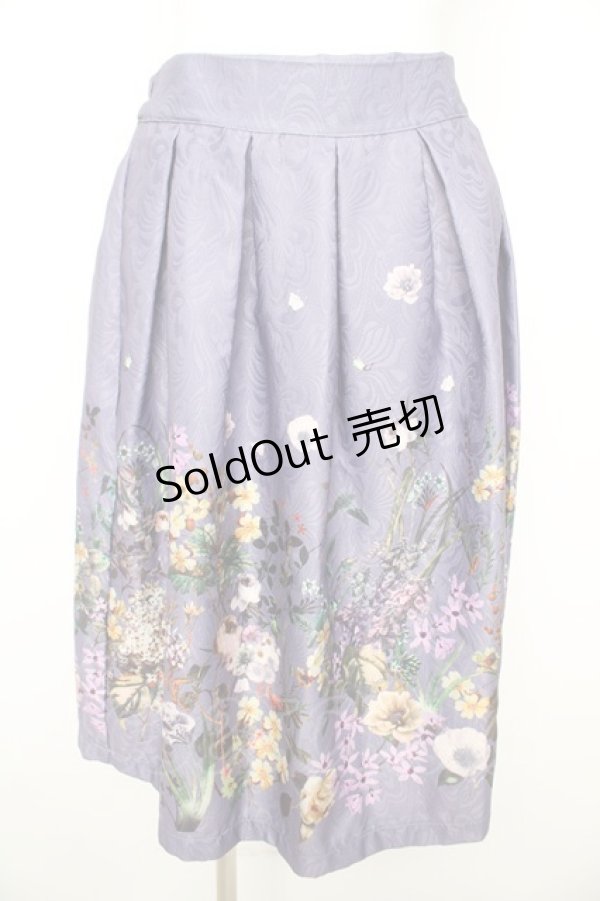 画像1: axes femme / 花プリントジャガードスカート M ラベンダー Y-26-02-09-162-AX-SK-SZ-ZS (1)