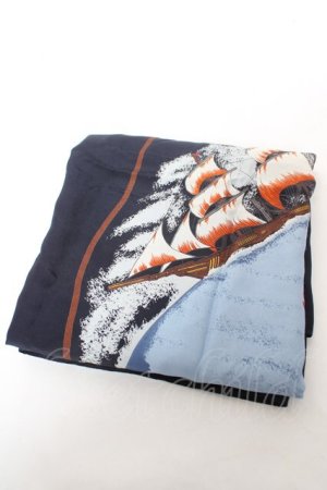 画像: INGEBORG / 航海柄大判ストール  ブルー Y-26-02-09-021-LO-ZA-SZ-ZY