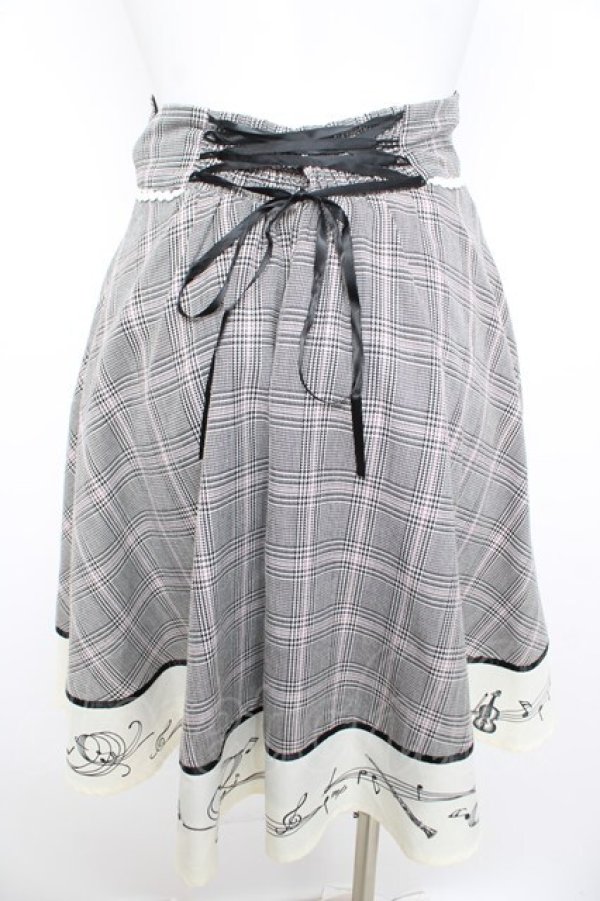 画像2: axes femme POETIQUE / 音符柄チェックスカート M グレー Y-26-02-09-168-AX-SK-SZ-ZY (2)