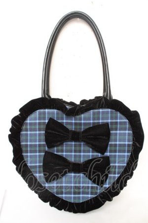 画像: axes femme kawaii / タータンチェックハートバッグ  青 Y-26-02-09-033-AX-BG-SZ-ZY