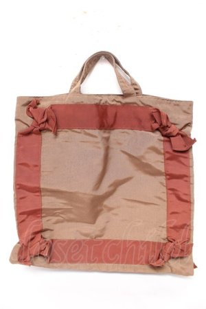 画像: KANEKO ISAO / グログランリボントートバッグ  ブラウン Y-26-02-09-037-EL-BG-SZ-ZY