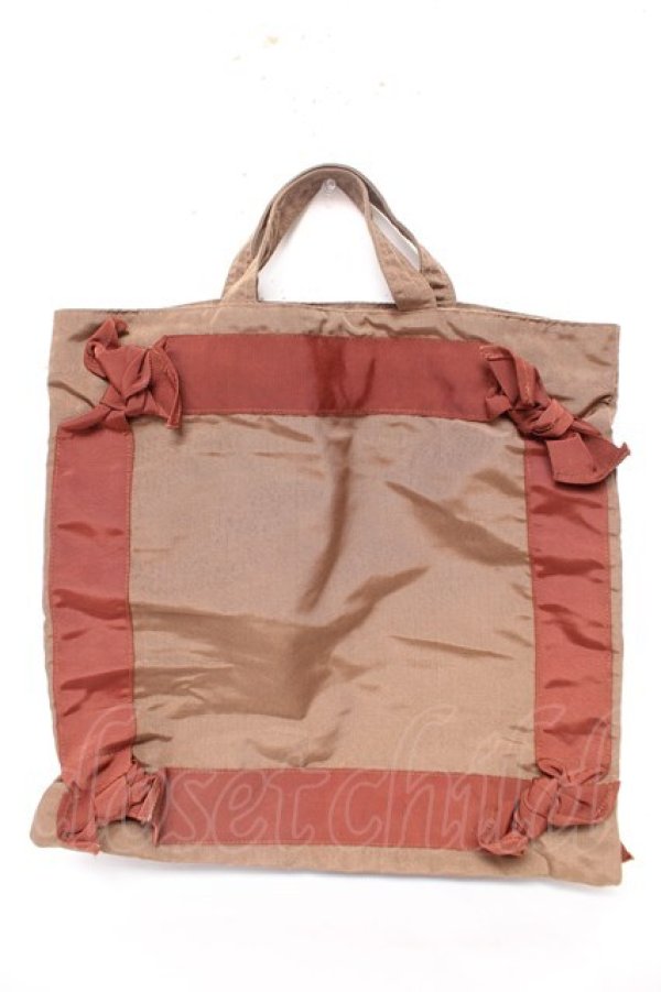 画像1: KANEKO ISAO / グログランリボントートバッグ  ブラウン Y-26-02-09-037-EL-BG-SZ-ZY (1)