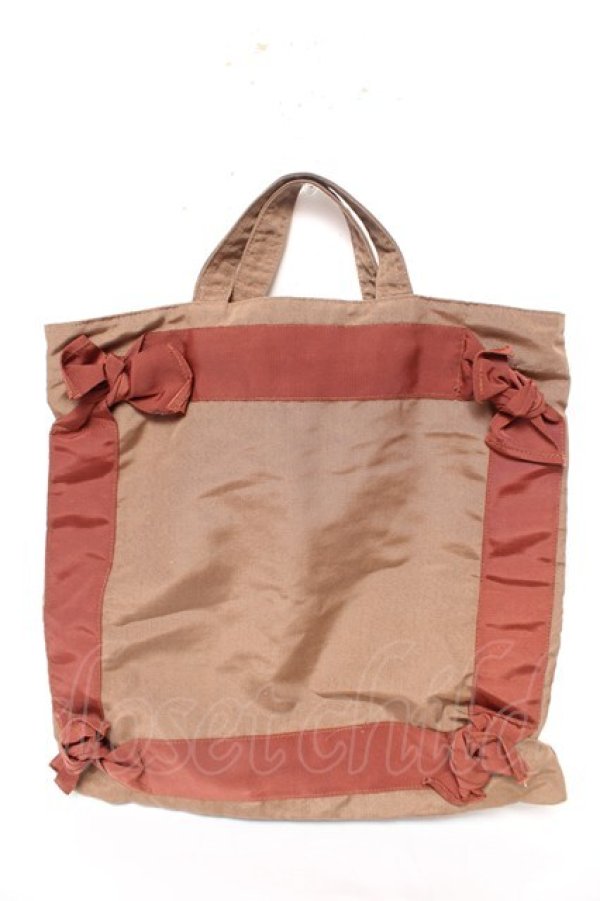 画像2: KANEKO ISAO / グログランリボントートバッグ  ブラウン Y-26-02-09-037-EL-BG-SZ-ZY (2)