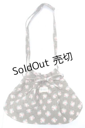 画像: PINK HOUSE / ブーケ柄キルティング巾着バッグ  カーキ Y-26-02-09-040-LO-BG-SZ-ZY