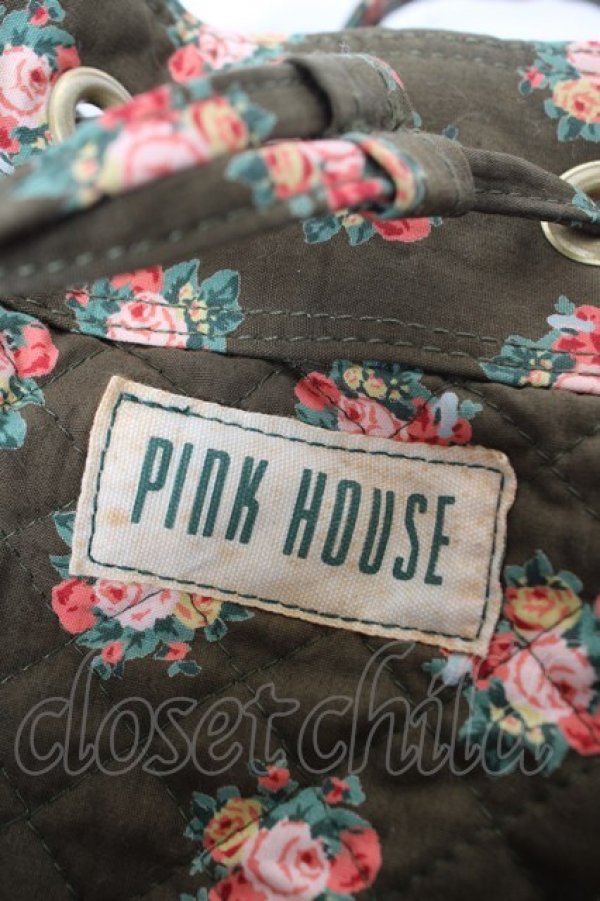画像3: PINK HOUSE / ブーケ柄キルティング巾着バッグ  カーキ Y-26-02-09-040-LO-BG-SZ-ZY (3)