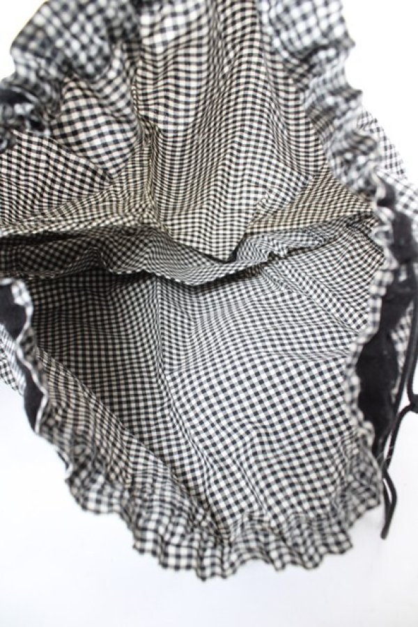 画像2: PINK HOUSE / ギンガム巾着  黒 Y-26-02-09-041-LO-ZA-SZ-ZY (2)