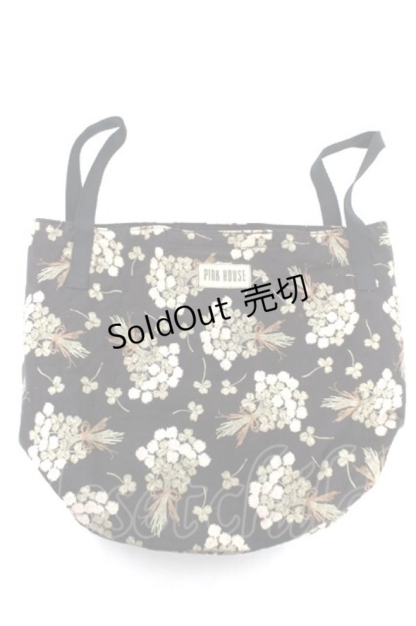 画像1: PINK HOUSE / シロツメクサ柄バケツバッグ  黒 Y-26-02-09-042-LO-BG-SZ-ZY (1)