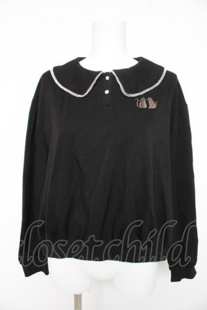 画像: axes femme POETIQUE / 猫刺繍トップス  黒 Y-26-02-11-042-AX-TO-SZ-ZY