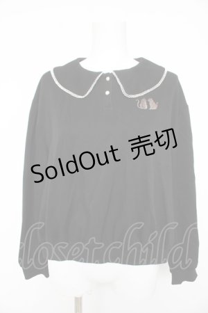 画像: axes femme POETIQUE / 猫刺繍トップス  黒 Y-26-02-11-042-AX-TO-SZ-ZY