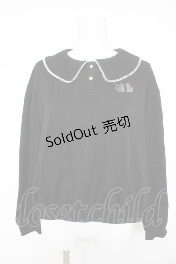 画像1: axes femme POETIQUE / 猫刺繍トップス  黒 Y-26-02-11-042-AX-TO-SZ-ZY (1)