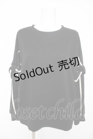 画像: axes femme / 袖リボンカットソー  黒 Y-26-02-11-043-AX-TO-SZ-ZS