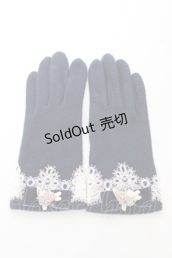 画像1: axes femme / バラリボン手袋  紺 Y-26-02-11-008-AX-ZA-SZ-ZY (1)