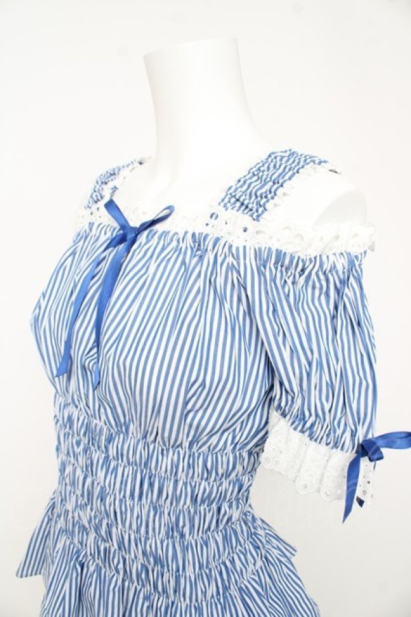 画像3: Angelic Pretty / Lovelyオフショルダーブラウス(ストライプ)  ブルー Y-26-02-11-050-AP-BL-AS-ZY (3)
