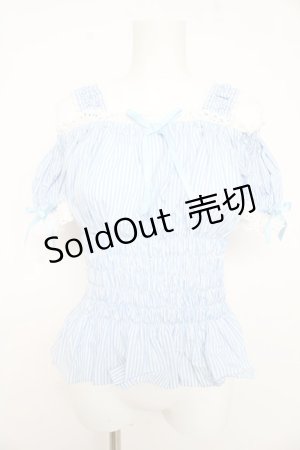 画像: Angelic Pretty / Lovelyオフショルダーブラウス(ストライプ)  サックス Y-26-02-11-051-AP-BL-AS-ZY