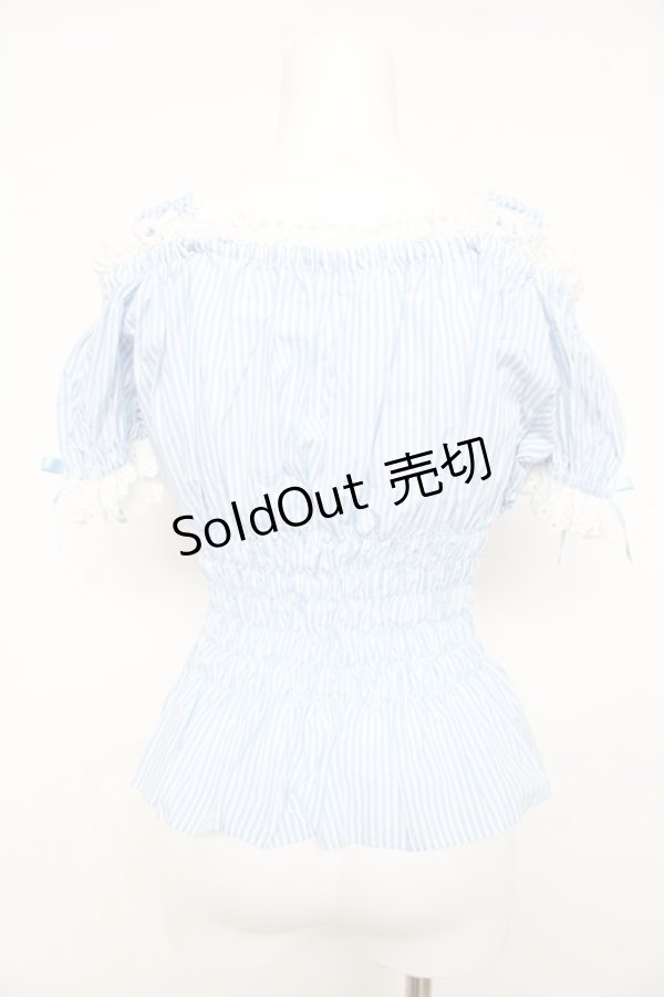 画像2: Angelic Pretty / Lovelyオフショルダーブラウス(ストライプ)  サックス Y-26-02-11-051-AP-BL-AS-ZY (2)