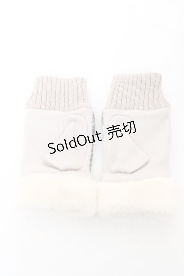 画像2: axes femme / リボンファー使いチェック手袋  黒 Y-26-02-11-009-AX-ZA-SZ-ZY (2)