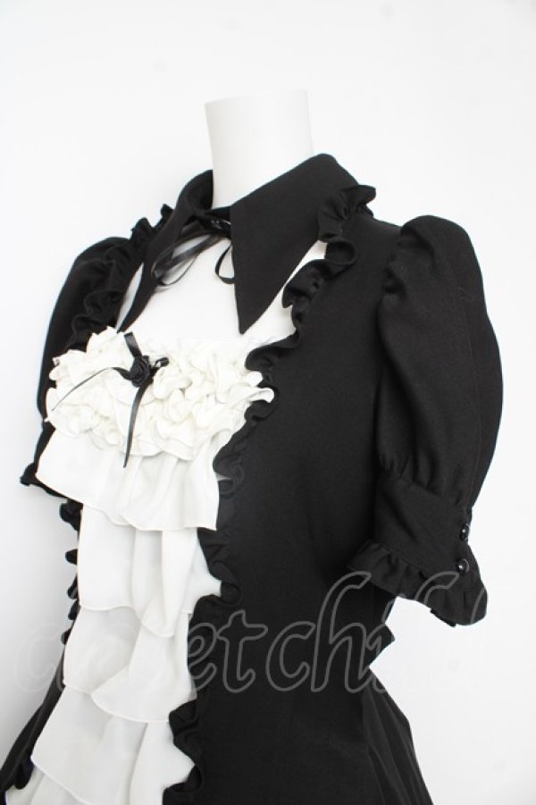 画像3: MABLE / 別衿・姫袖付きドレスワンピース  黒×白 Y-26-02-11-059-GO-OP-SZ-ZY (3)