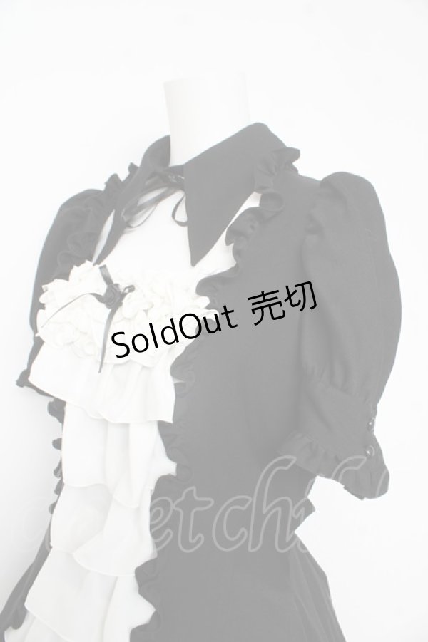 画像3: MARBLE / 別衿・姫袖付きドレスワンピース  黒×白 Y-26-02-11-059-GO-OP-SZ-ZY (3)