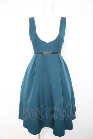 画像: F i.n.t / チェーンビット使いディープVネックジャンパースカート  グリーン Y-26-02-11-060-CA-OP-SZ-ZY