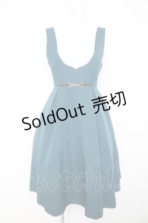 画像: F i.n.t / チェーンビット使いディープVネックジャンパースカート  グリーン Y-26-02-11-060-CA-OP-SZ-ZY