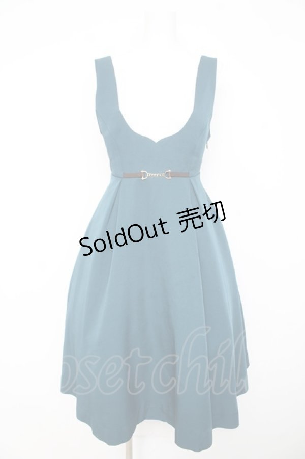 画像1: F i.n.t / チェーンビット使いディープVネックジャンパースカート  グリーン Y-26-02-11-060-CA-OP-SZ-ZY (1)