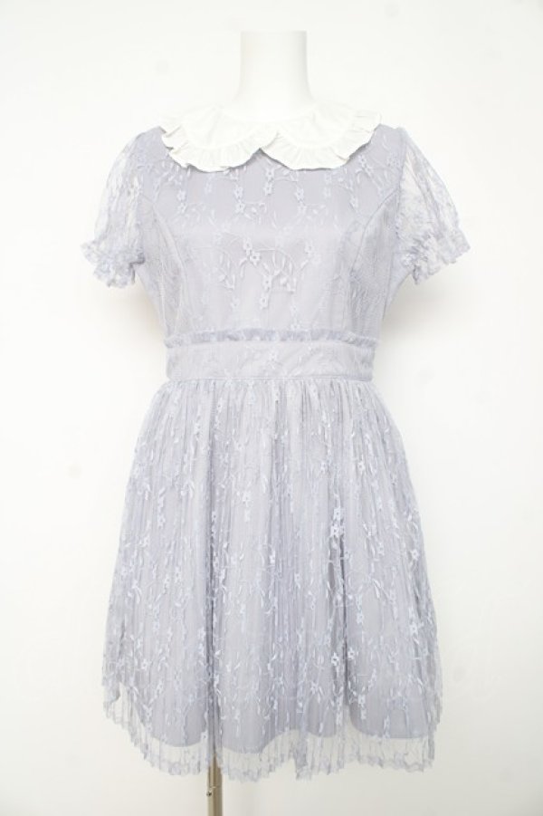 画像1: Ank Rouge / プリーツレースワンピース M ブルー Y-26-02-11-062-CA-OP-SZ-ZY (1)