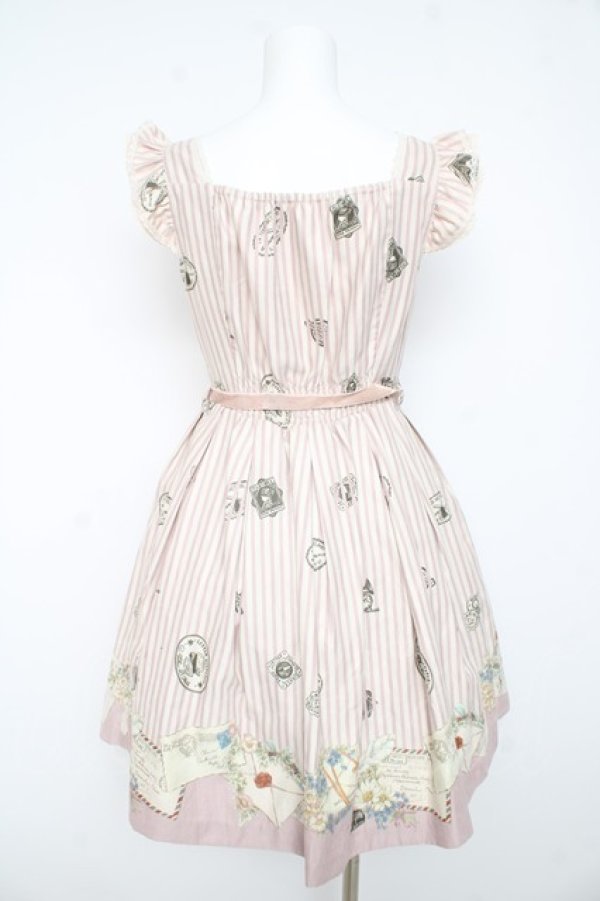 画像2: Secret Honey / レター柄ストライプワンピース 2 ピンク Y-26-02-11-063-CA-OP-SZ-ZY (2)