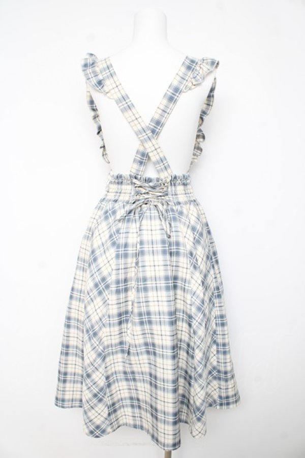 画像2: axes femme POETIQUE / フリルサス付きハイウエストスカート  サックス Y-26-02-11-064-AX-SK-SZ-ZY (2)