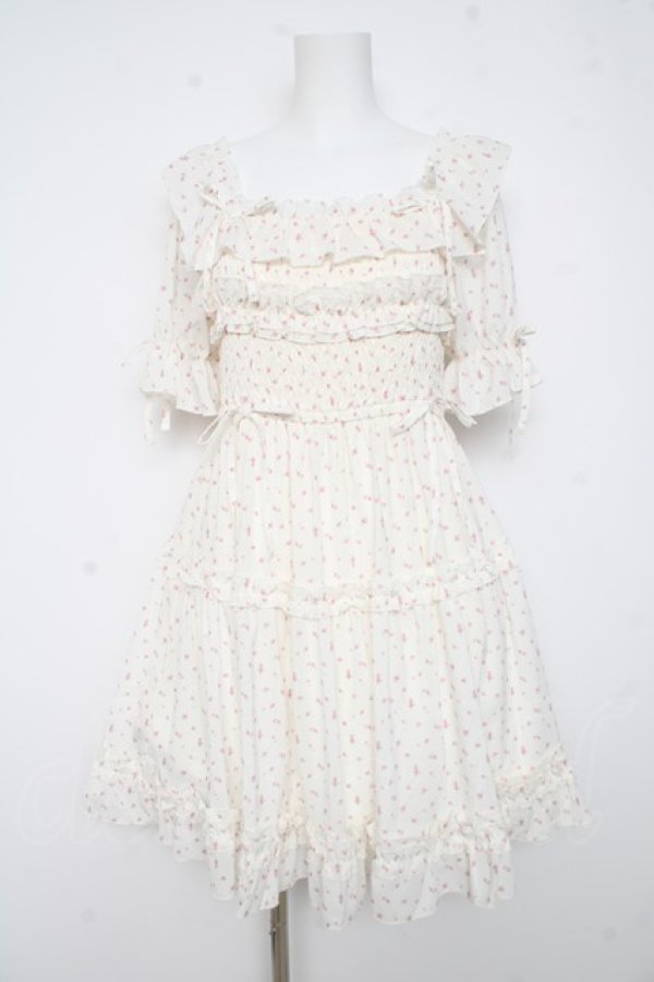 画像1: axes femme POETIQUE / ギャザーフリルワンピース  白 Y-26-02-11-067-AX-OP-SZ-ZY (1)