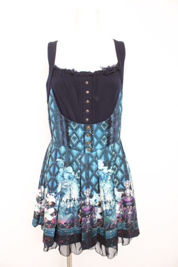 画像1: Ozz oneste / マスカレード柄ジャンスカ  青 Y-26-02-11-070-OO-OP-SZ-ZY (1)