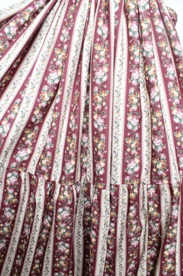 画像4: axes femme kawaii / ストライプローズ柄ジャンスカ M ワイン Y-26-02-11-074-AX-OP-SZ-ZY (4)