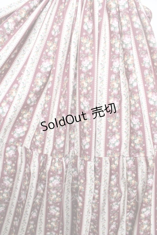 画像4: axes femme kawaii / ストライプローズ柄ジャンスカ M ワイン Y-26-02-11-074-AX-OP-SZ-ZY (4)