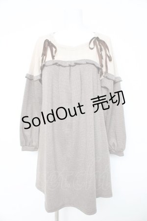 画像: axes femme / ヨーク切替千鳥柄カットチュニ M 茶 Y-26-02-11-076-AX-OP-SZ-ZT0214C