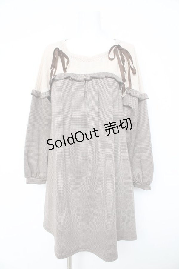 画像1: axes femme / ヨーク切替千鳥柄カットチュニ M 茶 Y-26-02-11-076-AX-OP-SZ-ZT0214C (1)