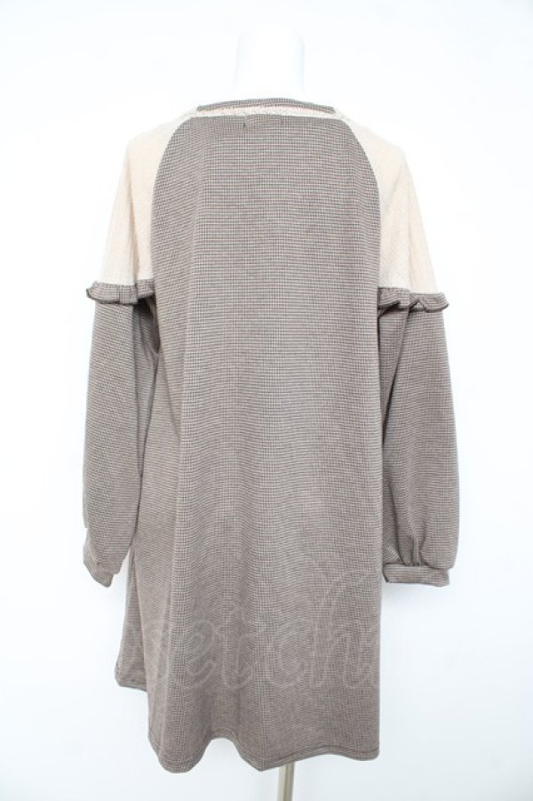 画像2: axes femme / ヨーク切替千鳥柄カットチュニ M 茶 Y-26-02-11-076-AX-OP-SZ-ZY (2)