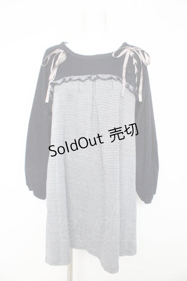 画像1: axes femme / レースアップカットチュニック F 紺 Y-26-02-11-077-AX-OP-SZ-ZT072 (1)