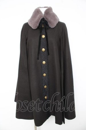 画像: axes femme / 襟刺繍入りケープコート M 黒 Y-26-02-11-087-AX-CO-SZ-ZY